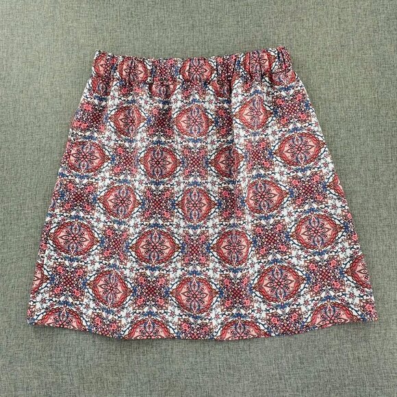 LOFT Skirt Elastic Waist Lightweight Pockets Medium Polyester Pink White Blue - Picture 9 of 10